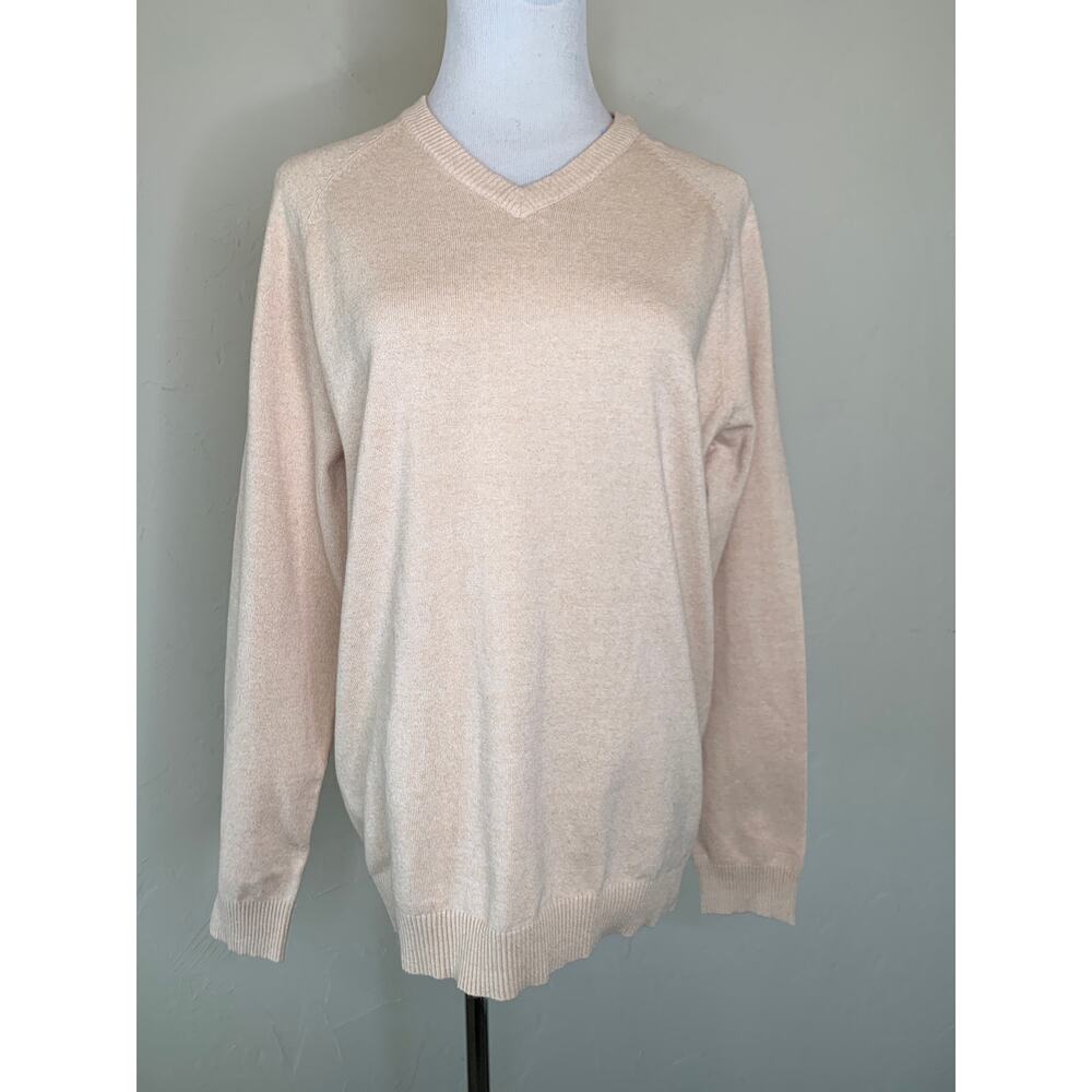 NWT  Beige V Neck Sweater Slim Fit Sz Medium